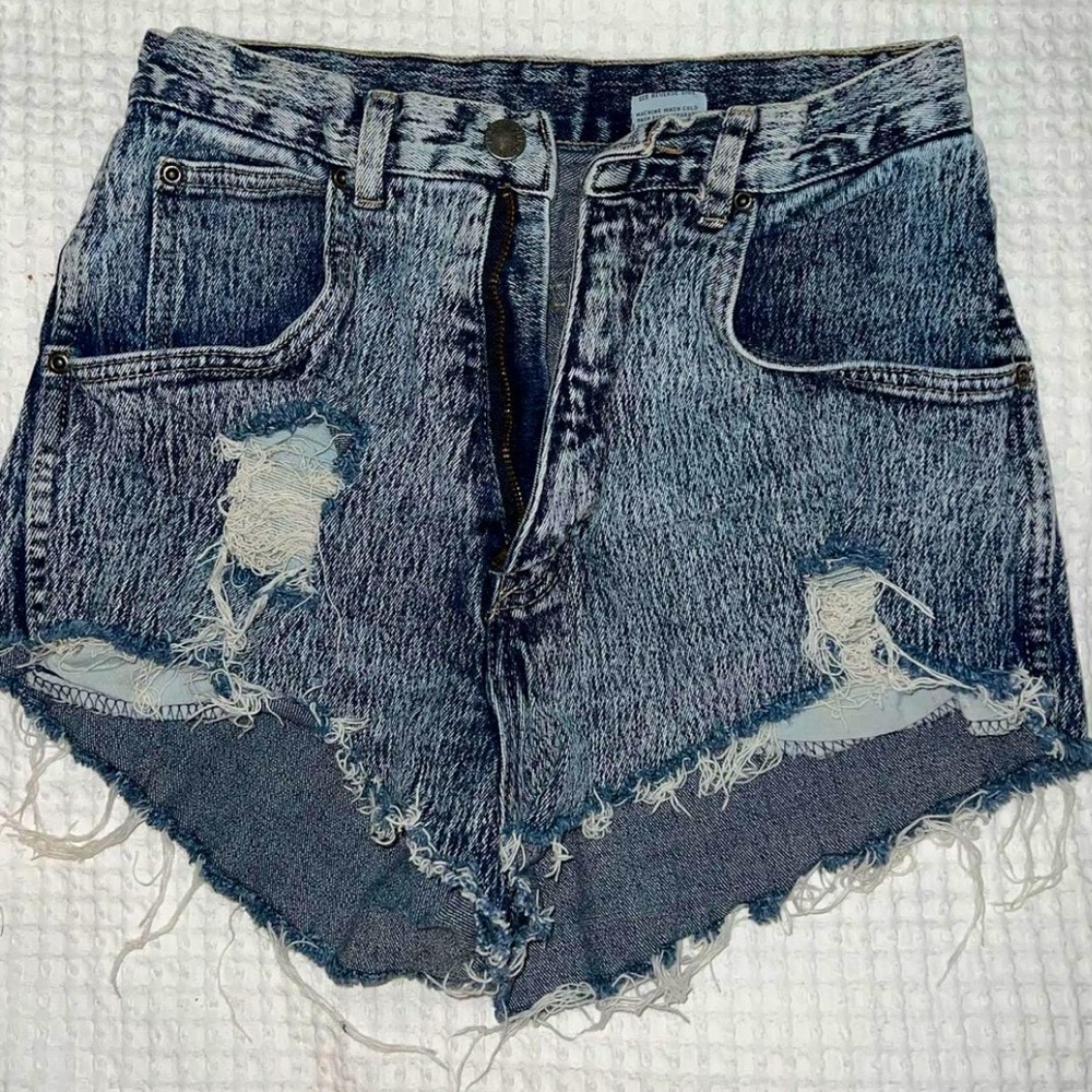 High Waisted Distressed Denim Shorts